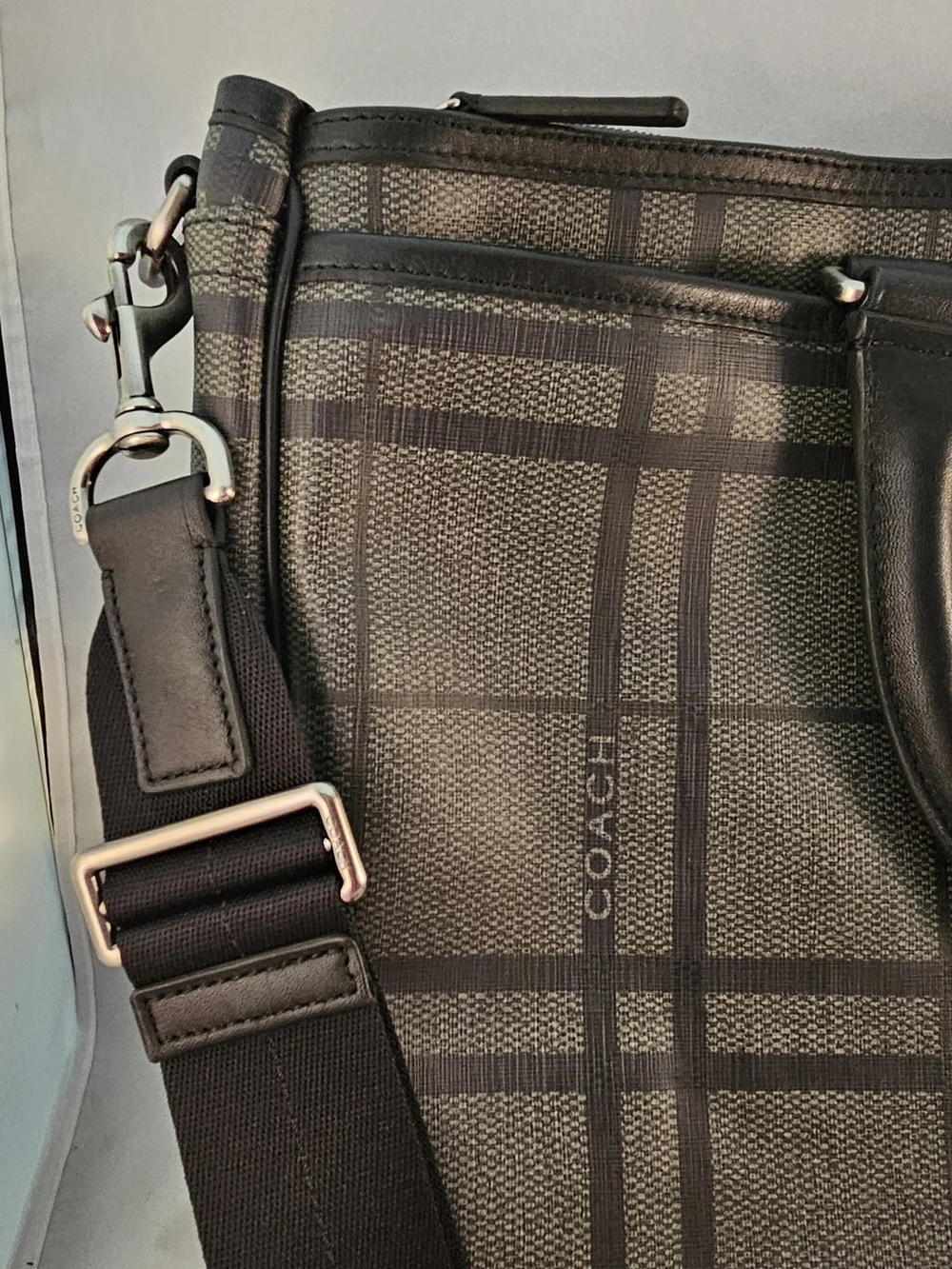 Coach Men's Grey Plaid Tote Bag! NWT!